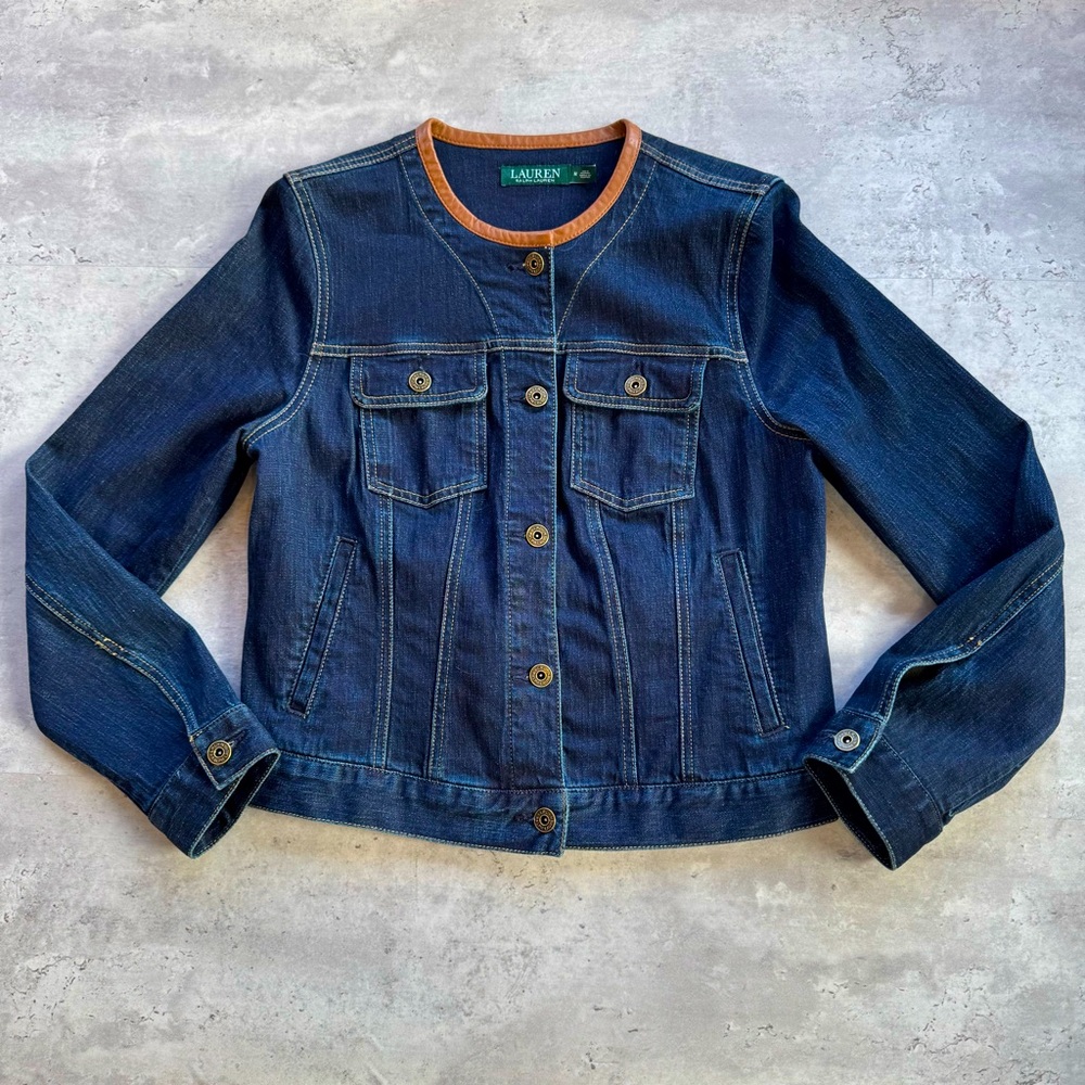 Lauren Ralph Lauren Denim and Leather Jacket Size Medium